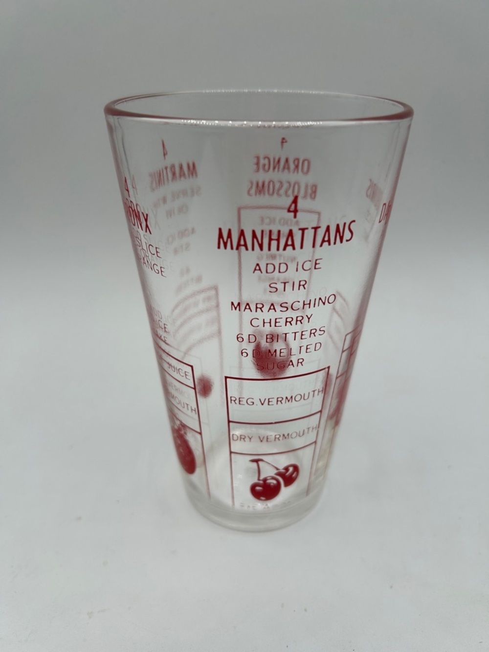 Vintage Federal Glass Cocktail Mixer Mixed Drink Shaker with Recipes - MCM